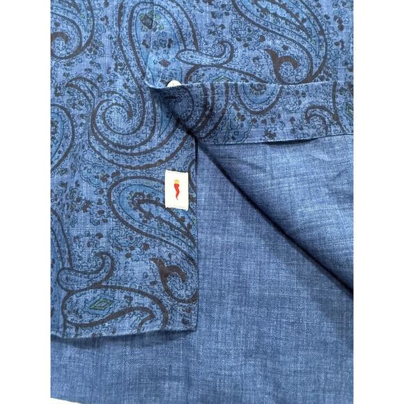 Vincenzo De Lauziers Men's Blue Paisley 100% Linen Shirt Size US16 41 Italy(07) - Picture 3 of 10